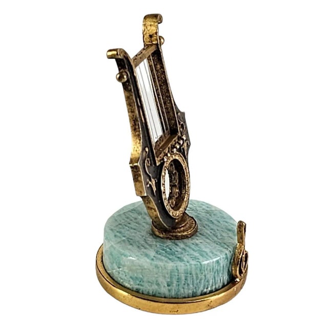Victorian Angeletti Italian Silver Place Card Holder Lyre Music Design For Sale - Image 3 of 9
