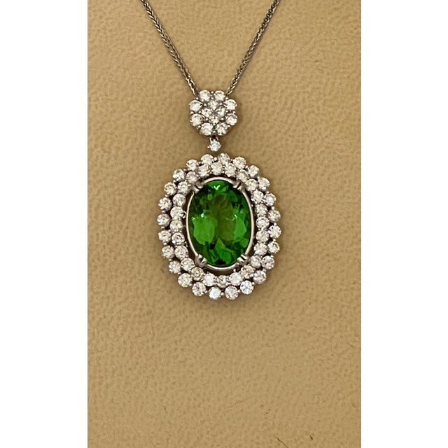 AGL Certified 7 Ct Pariba Tourmaline & 4.5 Ct Diamond Pendant Necklace 18 K Gold For Sale - Image 13 of 18