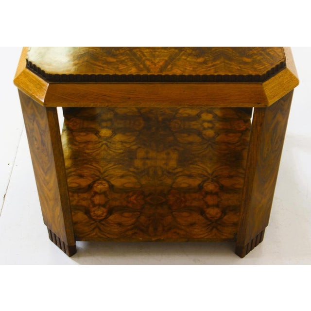 Wood Art Deco French Side Table in Walnut Burl and Oak, 1925 For Sale - Image 7 of 14