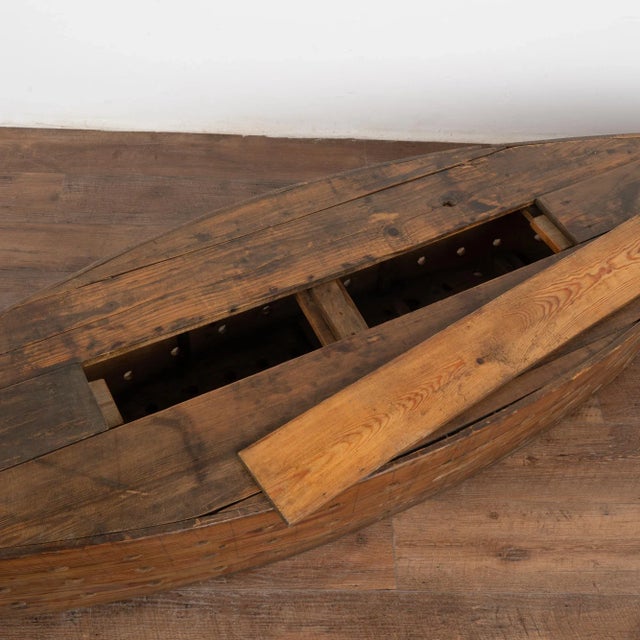 Rustic Vintage Decorative Model Boat With Holes for Fishing or Large Creel, Circa 1940 For Sale - Image 6 of 11