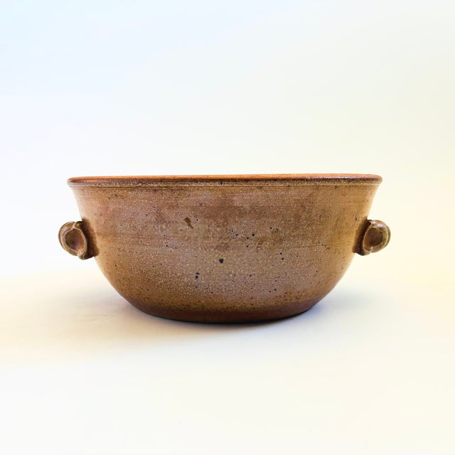 Mid-Century Modern Studio Pottery Serving Bowl With Turquoise Interior For Sale - Image 3 of 10