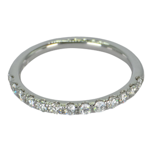 14k (585) White Gold Natural Diamond Half Eternity Band, Size 6