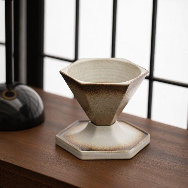 Art Deco Retro Geometric Style Ceramic Pour-Over Coffee Filter Cup For Sale - Image 3 of 3