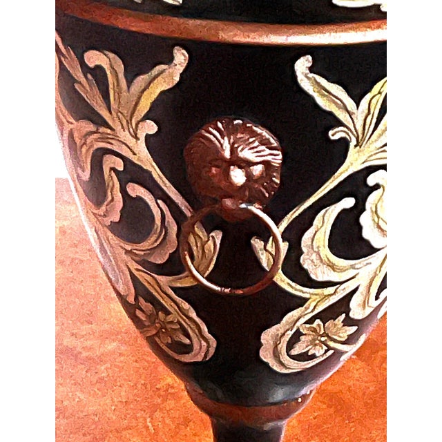 Metal Vintage Ceramic and Metal Shade Table Lamp in the style of Versace, 1990s For Sale - Image 7 of 12