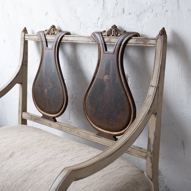 Continental Neoclassical Painted Settee With Orientalist Scenes, C. 1830 For Sale - Image 10 of 18