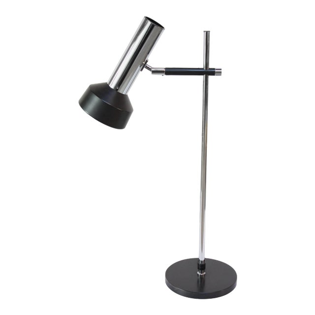 Danish Chrome and Metal Adjustable Table Lamp For Sale