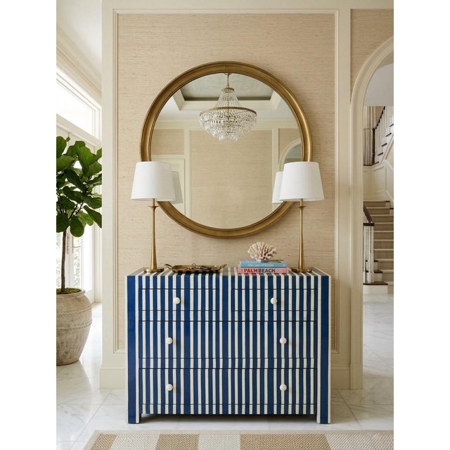Vintage Moroccan Blue & White Striped Resin Inlay Chest of Drawers For Sale In West Palm - Image 6 of 10