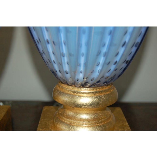 Metal Vintage Murano Lavender Opaline Glass Lamps For Sale - Image 7 of 11