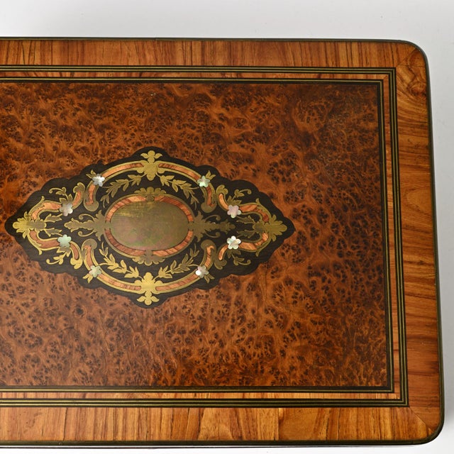 Antique 19th Century Napoleon III Burlwood Marquetry Box For Sale - Image 12 of 15