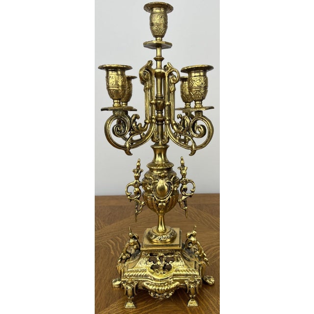 Vintage Candleholders in Brass, Set of 2 For Sale - Image 3 of 12