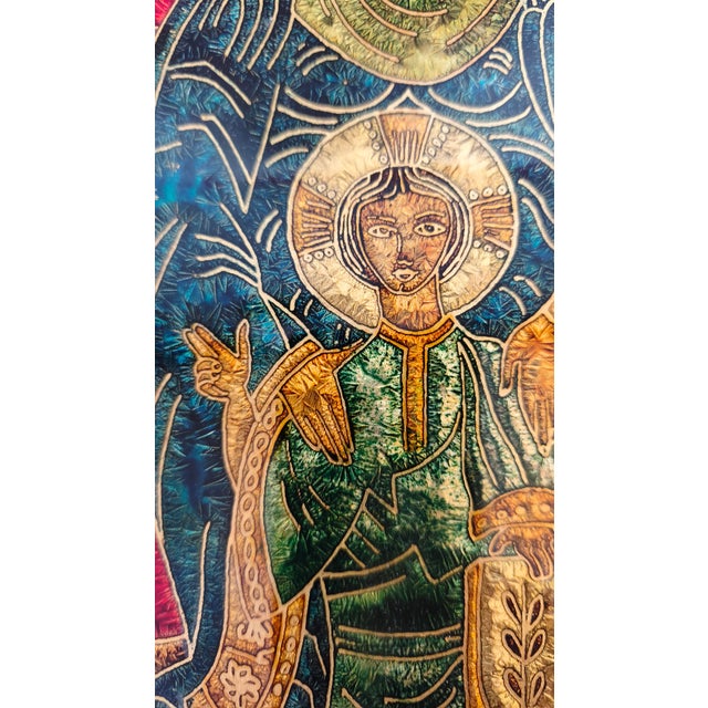 Sacred Image Hammered Glass Panel in the style of Fontana Arte, Italy, 1970s For Sale - Image 6 of 12