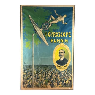 Candido Aragonez De Faria, Le Gyroscope Humain, Original Affiche, C. 1910 For Sale