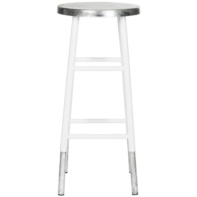 White barstool, White & Silver For Sale - Image 8 of 8