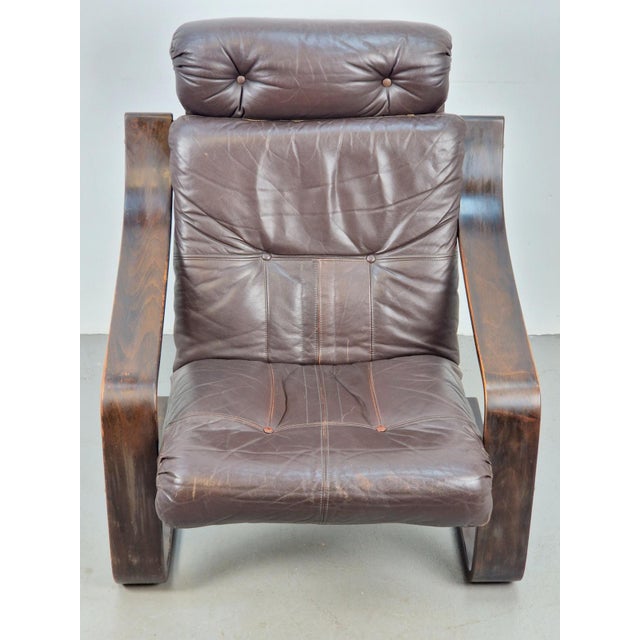 Vintage Armchair in Brown Leather and Bentwood attributed to Coja, 1970s For Sale - Image 9 of 18