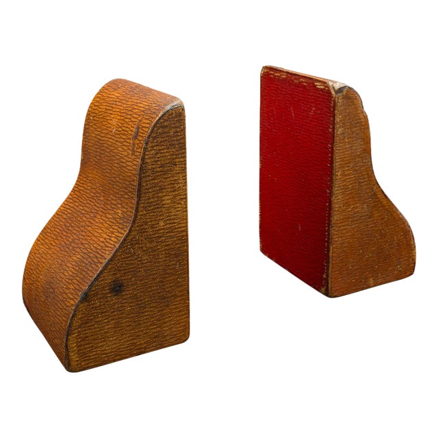 1900s Edwardian Pair of Antique Decorative Bookends, English, Leather, Book Rest For Sale