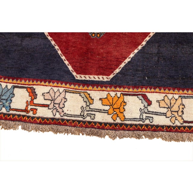 Semi-Antique Hand-Knotted Persian Qashqai Rug 5'5" X 6'11" For Sale - Image 9 of 16