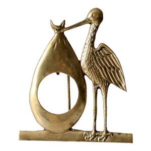 Mid Century Brass Stork Picture Frame