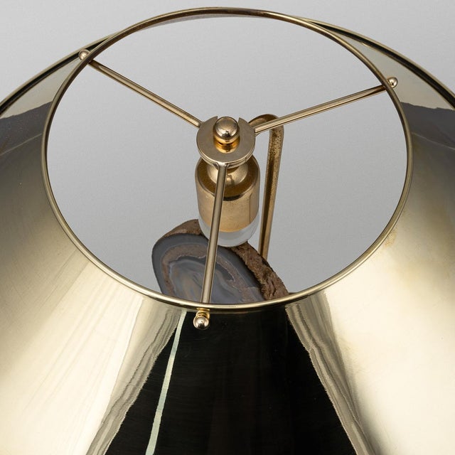 Metal Agate and Brass Table Lamp by Willy Daro, Belgium, 1970s For Sale - Image 7 of 11