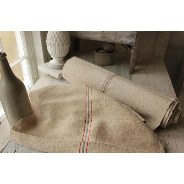 Vintage Grain Sack Linen Upholstery Fabric 9.7 Yards Chairish