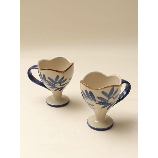 Art Deco Art Deco Hand-Painted Vintage-Style Uniquely Shaped Coffee Cup - Set of 2 For Sale - Image 3 of 7