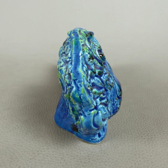 Vintage Blue Ceramic Lion Sculpture by Aldo Londi for Bitossi / Flavia Montelupo, 20th Century For Sale - Image 3 of 11
