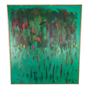 Vintage Abstract Oil Painting on Canvas by Jeanette Welty Chelf