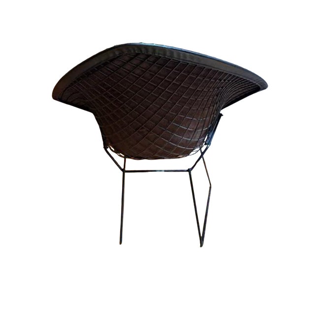 Mid-Century Modern Original Knoll Diamond Bertoia Black Leather Chairs For Sale - Image 3 of 7