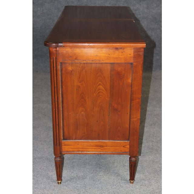 Brass French Louis XVI Directoire Solid Cherry Brass Mounted Commode C. 1950s For Sale - Image 8 of 9