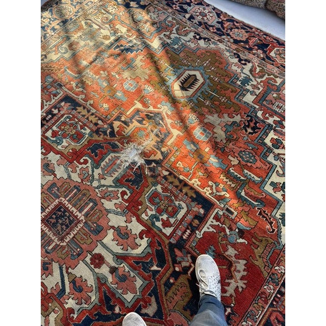 Early 20th Century Stunning Antique Persian Serapi With Crisp Dyes and Rare Animals Inside ~ 10 X 13 For Sale - Image 5 of 7