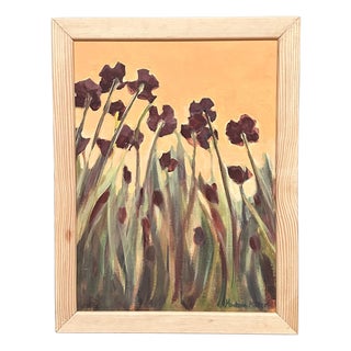 Martina Möller, Flowers, 1980s, Oil on Panel, Framed For Sale