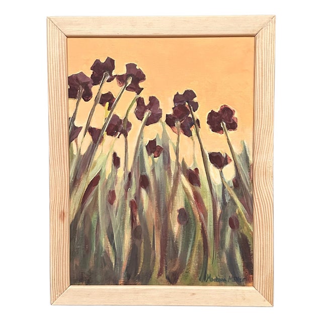 Martina Möller, Flowers, 1980s, Oil on Panel, Framed For Sale