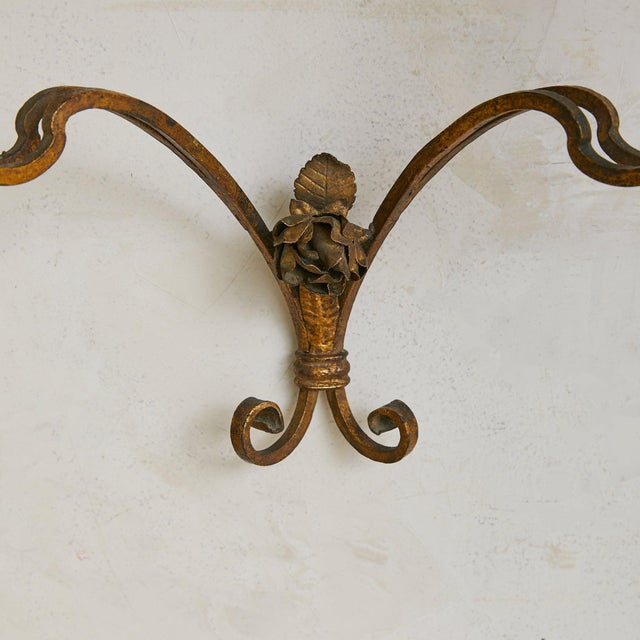 Brown Petite French Brass + Marble Wall-Mounted Console, 1940s - 2 Available For Sale - Image 8 of 10