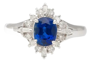 Vintage Natural 1.19 Carat Blue Sapphire and Diamond Platinum Filigree Ring