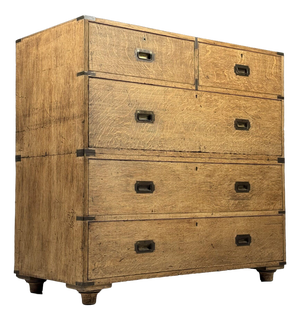 Campaign Chest of Drawers in Oak, 19th Century
