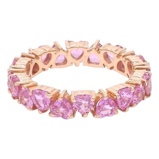 Natural 2.93 cts pink sapphire heart ring in 14k gold For Sale