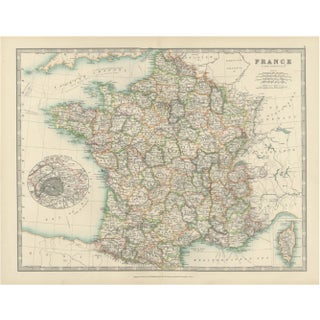 Antique Map of France, 1903 For Sale