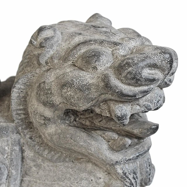 Vintage Grey Stone Lion Statue For Sale - Image 4 of 6
