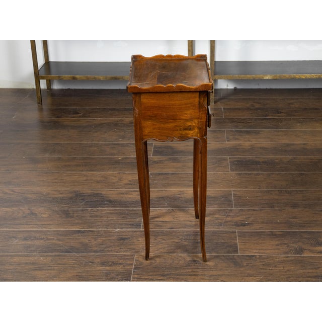 French, 1900s, Walnut Side Table with Carved Tray Top and Four Small Drawers For Sale - Image 9 of 12