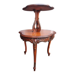 Antique 2 Tier Inlay Dessert Table For Sale