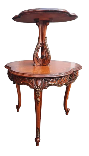Antique 2 Tier Inlay Dessert Table