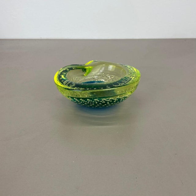 Large Murano Glass Bubble Yellow Bowl, Italy, 1970s For Sale - Image 11 of 18