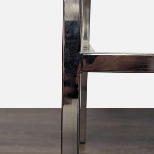 White Cb2 Faux Leather Bar Stool For Sale - Image 8 of 11
