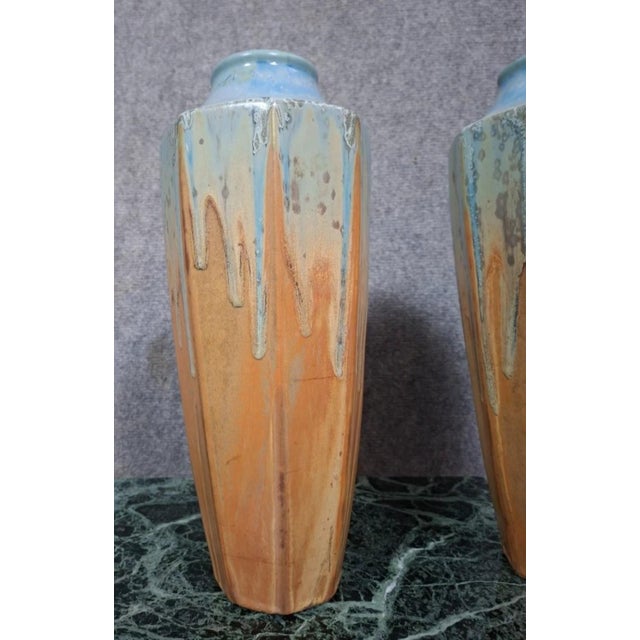 Art Deco Vases in Glazed Ceramic, Set of 2 For Sale - Image 5 of 9