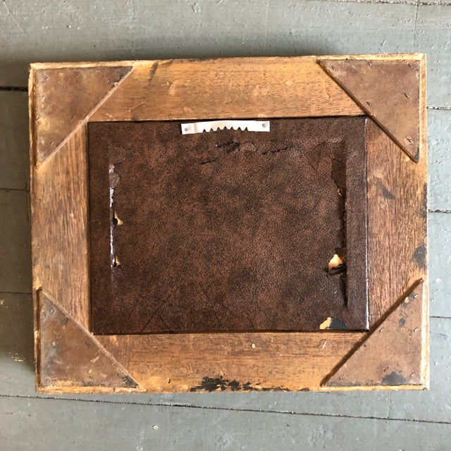 Original Vintage Small Impressionists Mid Century Landscape Painting Carved Wood Frame For Sale - Image 4 of 5