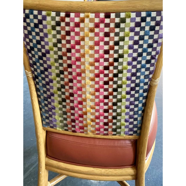 Vintage Boho McGuire Tufted Kravet Leather Dining Chairs - Set of 8 For Sale In West Palm - Image 6 of 9