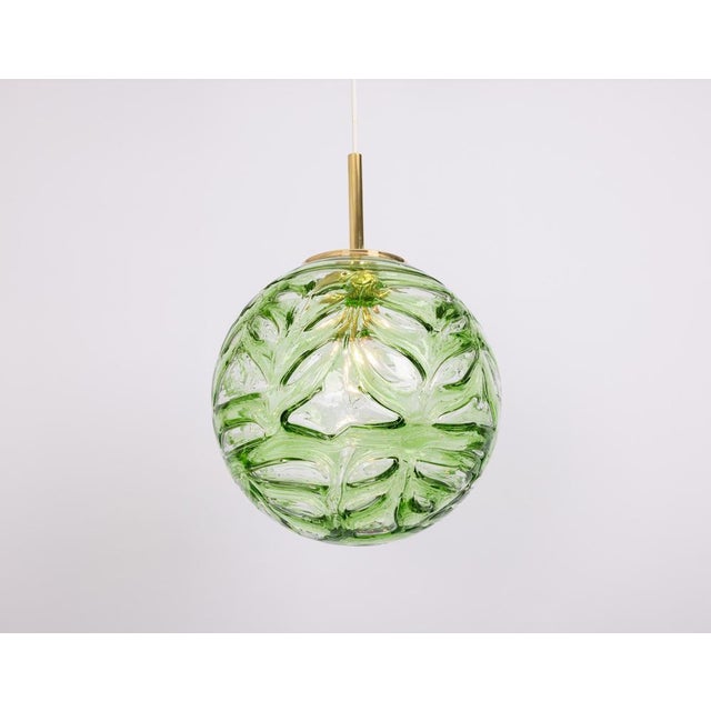 Large Green Murano Ball Pendant Light from Doria, Germany, 1970s For Sale - Image 9 of 10
