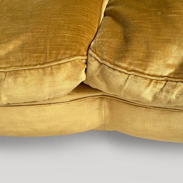 Wood Mid-Century Modern Italian Yellow Velvet Sofa by Tito Agnoli for Poltrona Frau, 1950s For Sale - Image 7 of 18