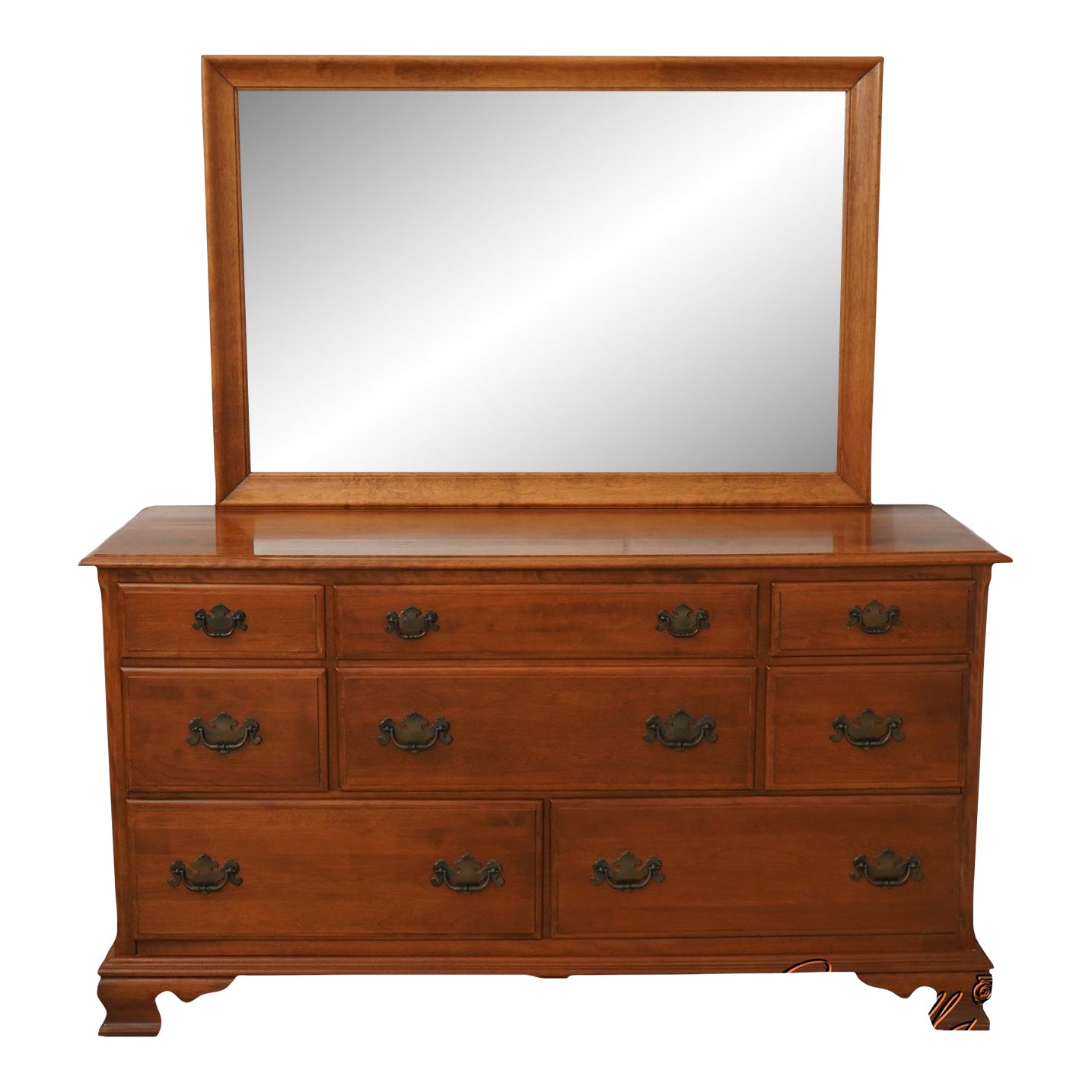 Miroir Mural Ethan Allen Classic Manor 15-9007 - Finition Brune, Années 1970