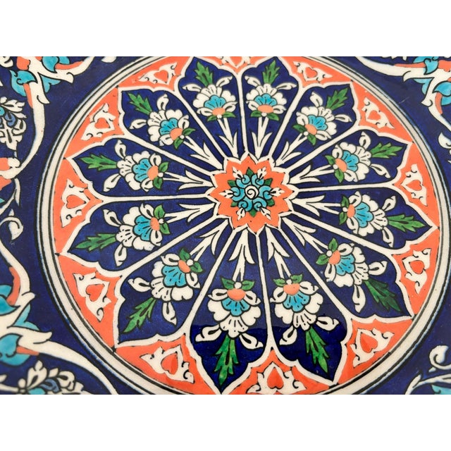 Mid 20th Century Turkish Kütahya Pottery Hand Painted Wall Plate Iznik Style, Artist Signed 1950s For Sale - Image 5 of 10