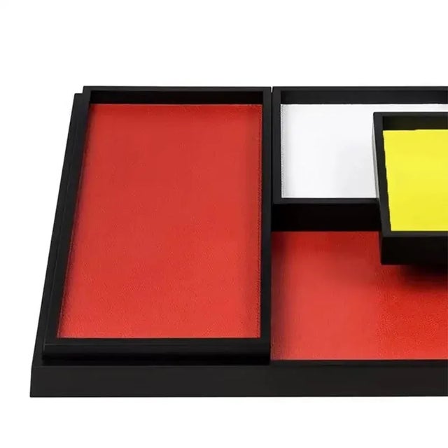 Modern Mondrian Trays from Pacific Compagnie Collection, Set of 5 For Sale - Image 3 of 10